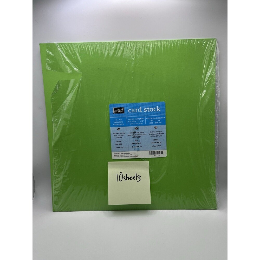 Stampin' Up! GREEN GALORE CARDSTOCK FULL PACK 10 SHEETS OPEN 12” X 12”
